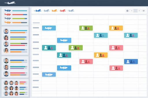FlightLogger centralized scheduling interface displaying aircraft availability, instructor assignments, and student bookings in a clean dashboard view