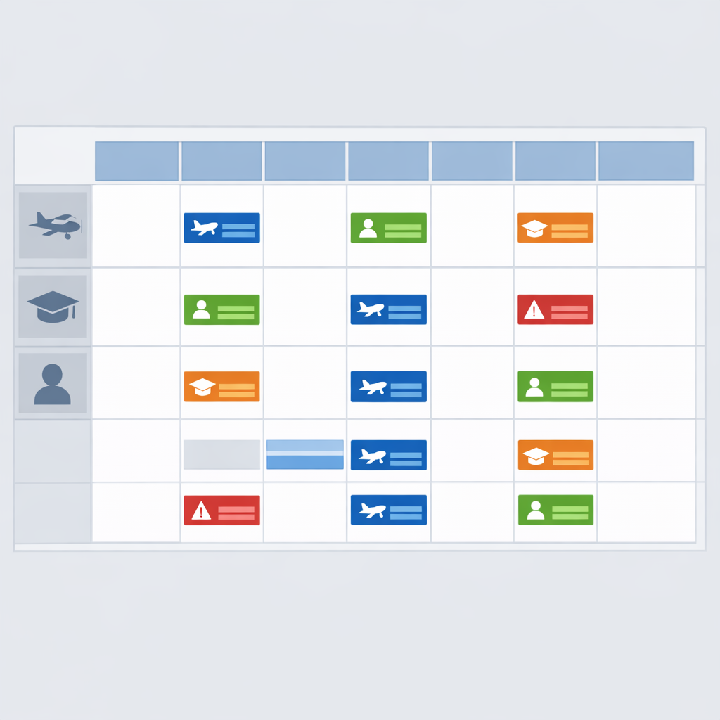 Clean flight school scheduling calendar view