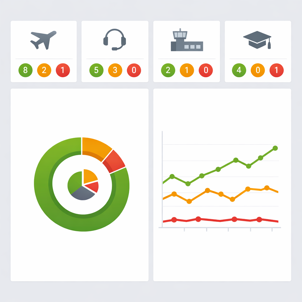 Minimalist dashboard displaying real-time flight training resource status